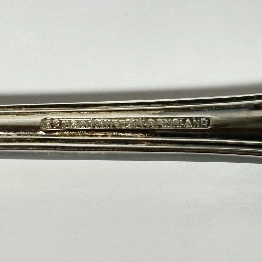 Sheffield Silver Plate Serving Spoons Salad Servers Box Kings England Vintage